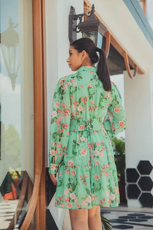 Hannah Green Floral Shirt Dress
